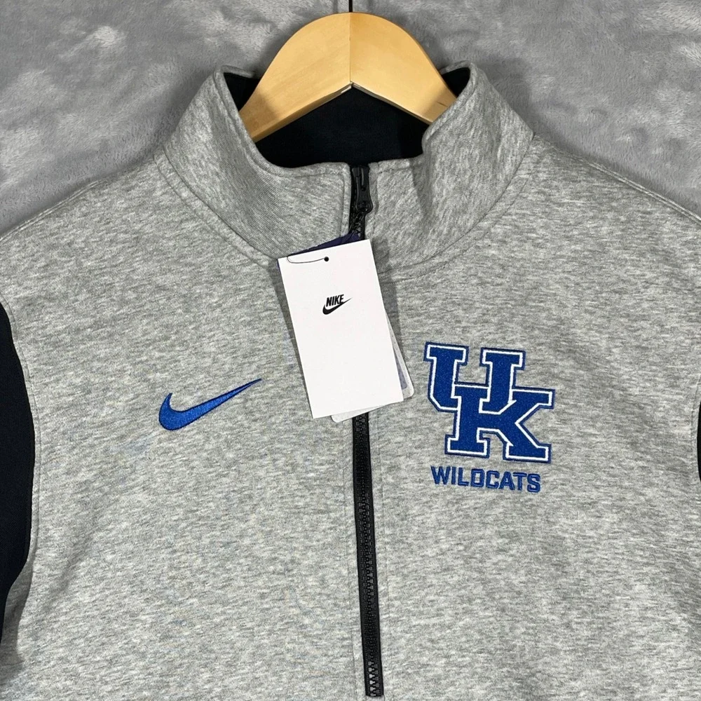 Nike Kentucky Wildcats Mens Small Quarter Zip Fleece Pullover Gray Black NEW - Picture 2 of 9